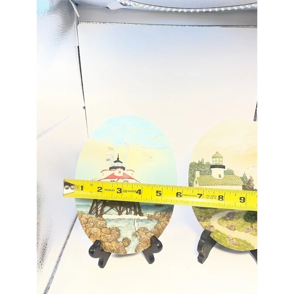 Pair of Vintage‎ Resin Home Oval lighthouse Wall Plaques